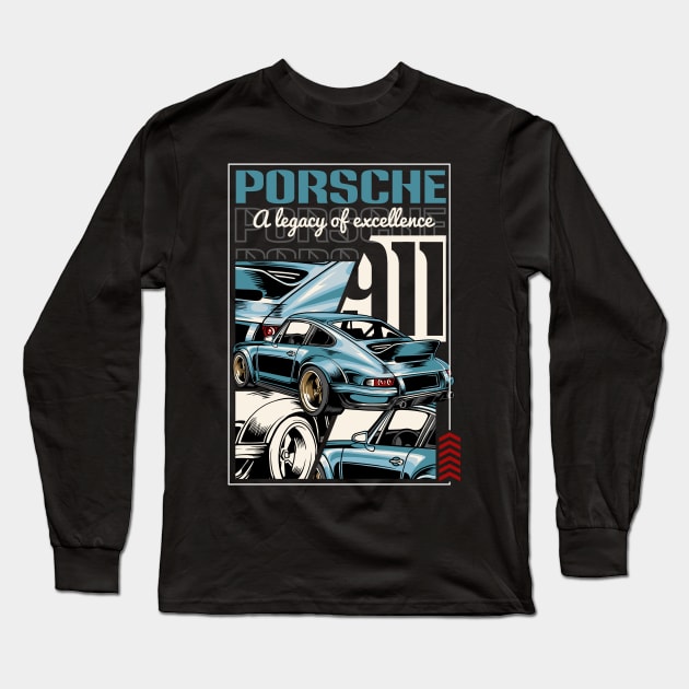 Porsche 911 Vintage Long Sleeve T-Shirt by Harrisaputra